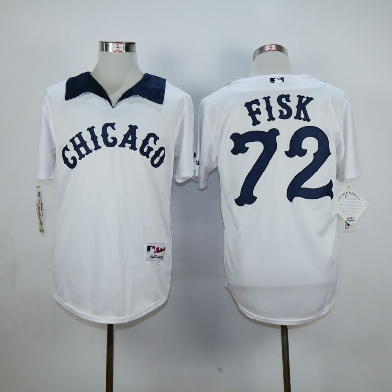 Men Chicago White Sox #72 Fisk White MLB Jerseys->chicago white sox->MLB Jersey